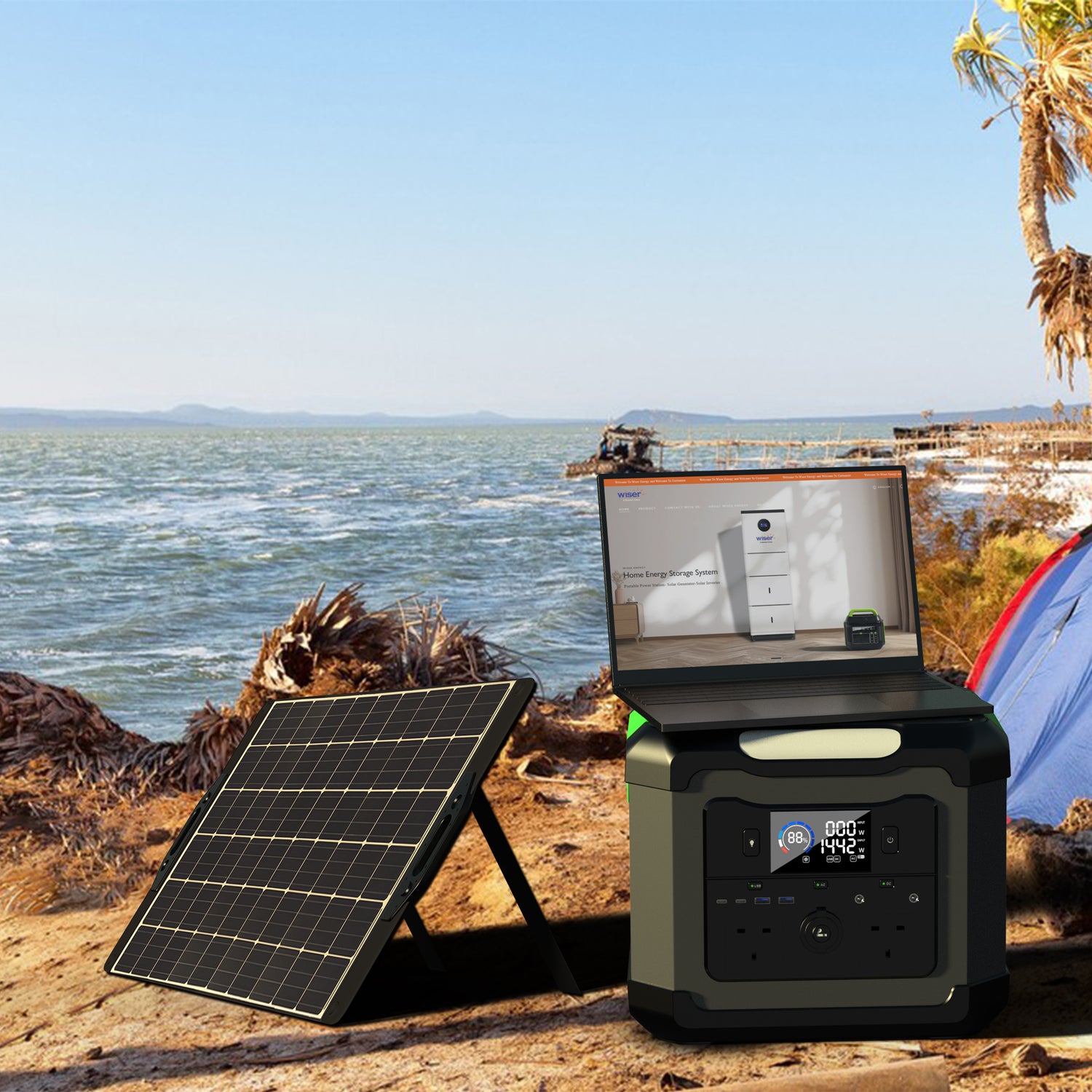 WISER Energy Portable Solar kit 100W solar panel 1500W power station for camping