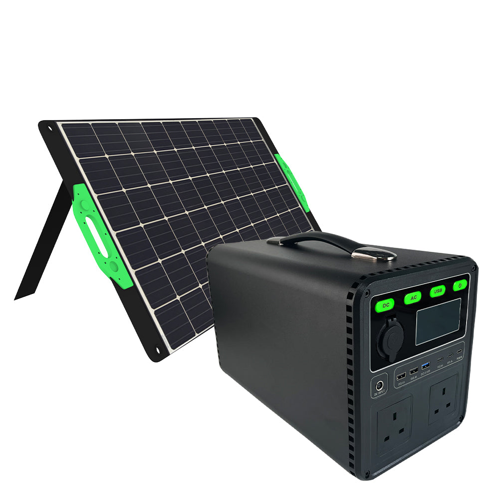 WISER Energy Portable Solar Kit 100W Solar Panel 1200W Portable Power Station Generator BK004