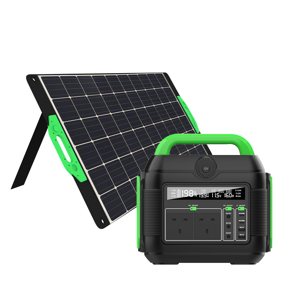 WISER Energy Portable Solar Kit 100W Solar Panel 600W Portable Power Station Generator BK009