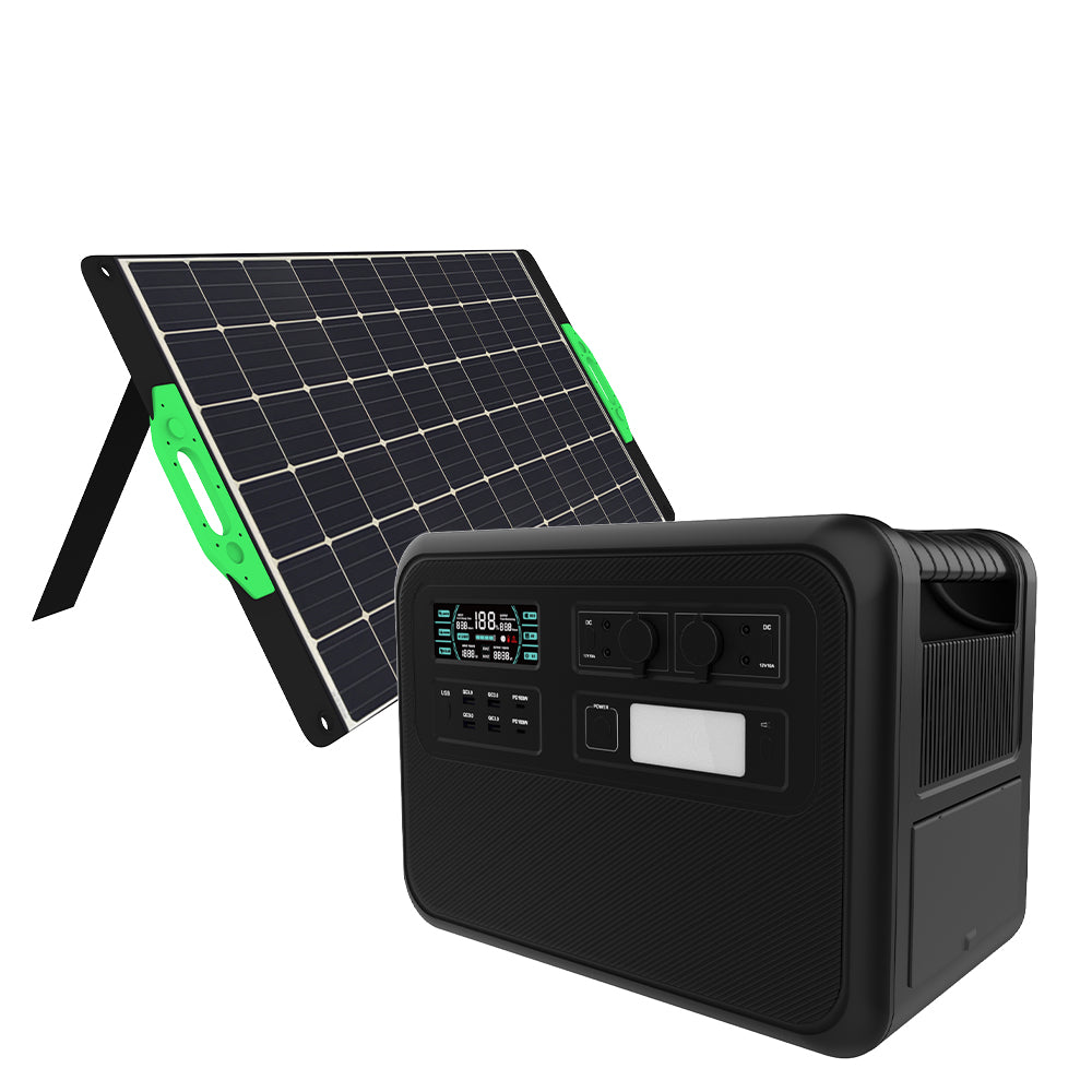 WISER Energy Portable Solar Kit 100W Solar Panel 2000W Portable Power Station Generator BK018